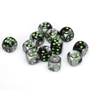 Chessex Gemini: 16MM D6 Black-Grey/Green (12)