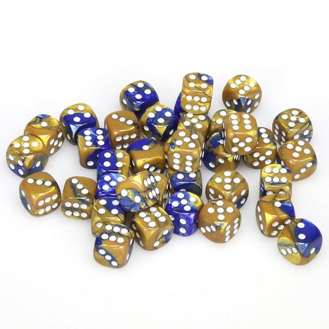 Chessex Gemini: 12MM D6 Blue Gold/White (36)