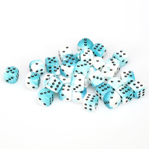 Chessex Gemini: 12MM D6 Teal-White/Black (36)