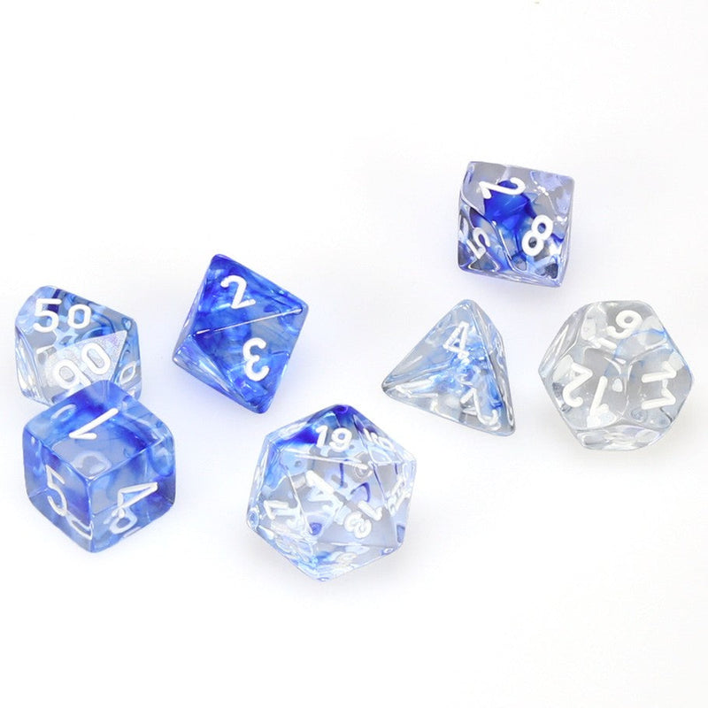 Chessex Nebula: Dark Blue/White 7 Dice Set