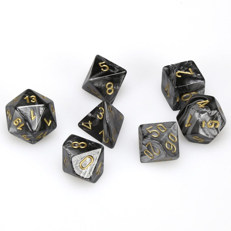 Chessex Lustrous: Black/Gold 7 Dice Set