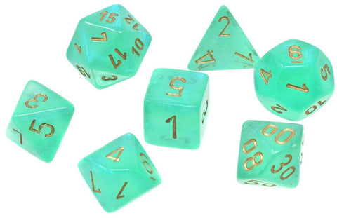 Chessex Borealis: Light Green/Gold 7 Dice Set