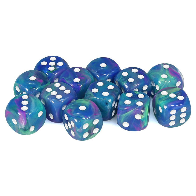 Chessex Festive: 16MM D6 Waterlily with White (12)