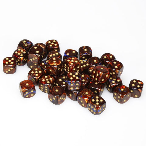 Chessex Scarab: 12MM D6 Blue Blood/Gold (36)