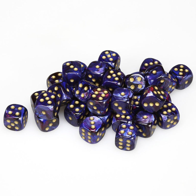 Chessex Scarab: 12MM D6 Royal Blue/Gold (36)