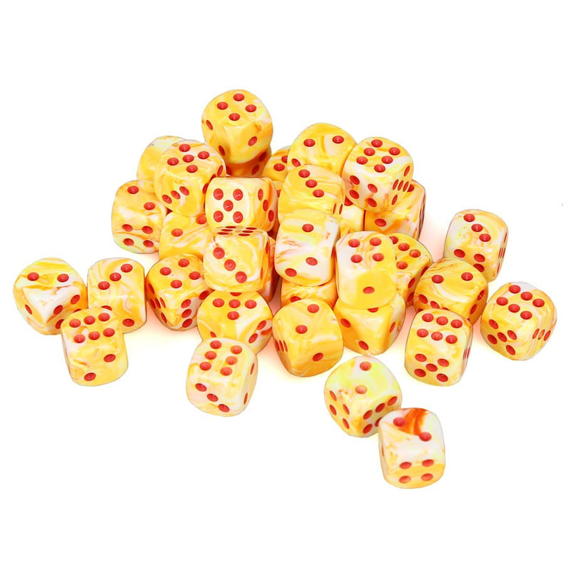 Chessex Festive: 12MM D6 Sunburst/Red (36)