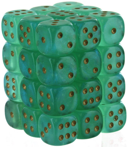 Chessex Borealis: 12MM D6 Light Green/Gold (36)