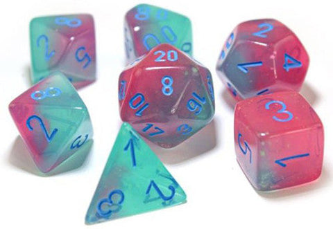 Chessex Gemini: Gel Green-Pink/Blue 7 Dice Set