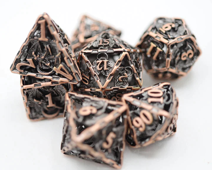 Foam Brain Games Hollow Chained Dragon: Copper RPG Metal Dice Set