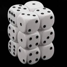 Chessex Opaque: 16MM D6 White/Black   (12)