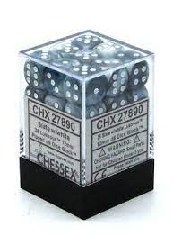 Chessex Lustrous: 12MM D6 Slate/white (36)