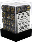 Chessex Lustrous: 12MM D6 Black/gold (36)