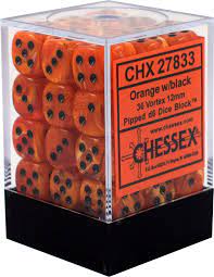 Chessex Vortex: 12MM D6 Orange/Black (36)