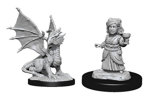 Wizkids: Nolzur's Marvelous Miniatures: Silver Dragon Wyrmling & Halfling Dragon Friend