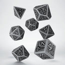 Q Workshop Dice Set - Dwarven Gray and Black 7 Dice Set