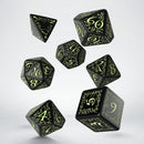 Q Workshop: Elvish Black & Glow In The Dark Dice set