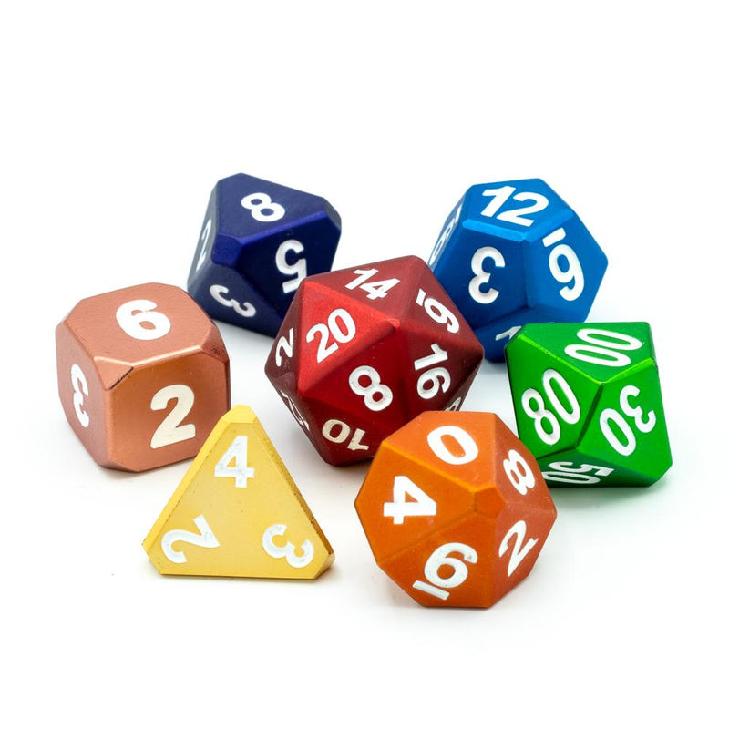 Die Hard Dice 7 Die Metal Dice Set: Forge Frosted Rainbow Mix
