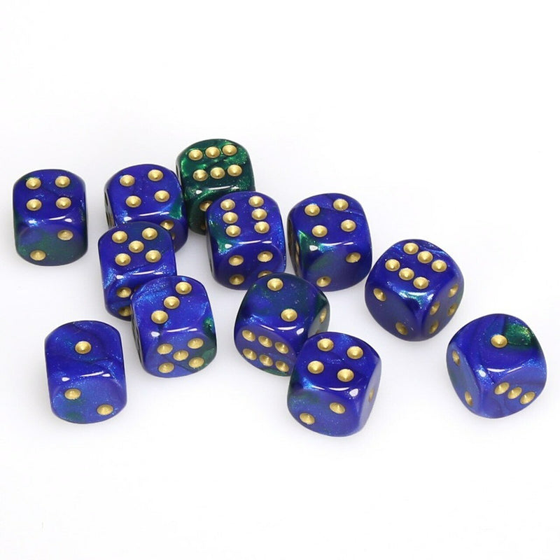 Chessex Gemini: 16MM D6 Blue-Green/Gold (12)