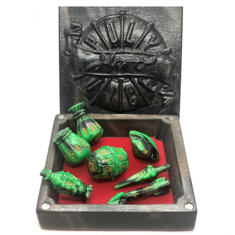 Polyhero Dice Set - The Rogue Vicious Venom & Fool's Gold 7 Dice Set