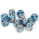 Chessex Gemini: 16MM D6 Steel-Teal/White (12)