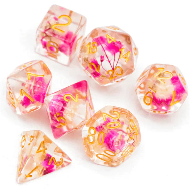 Foam Brain Games RPG Dice Set: Pink & White Flower