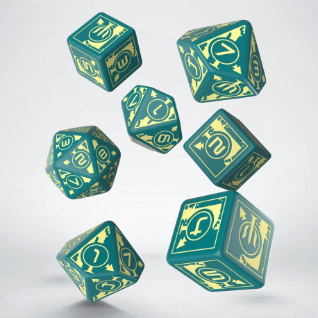 Q Workshop Dice Set - Polaris RPG Turquoise and Light Yellow 7 Dice Set