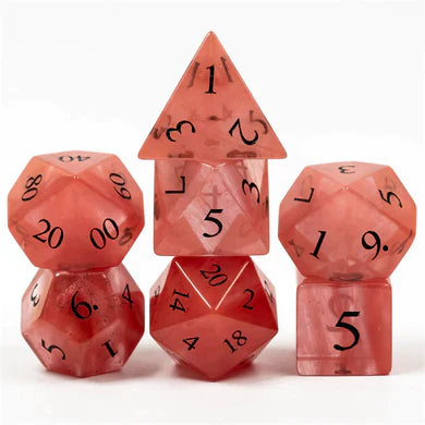 Foam Brain Games RPG Gemstone Dice Set - Red Watermelon Glass Engraved
