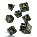 Q Workshop Dice Set - Runic Black Glow in the Dark 7 Dice Set