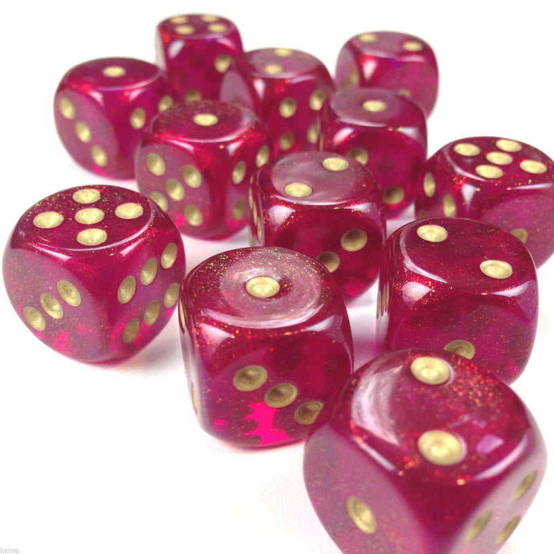 Chessex Borealis: 16MM D6 Magenta/Gold (12)