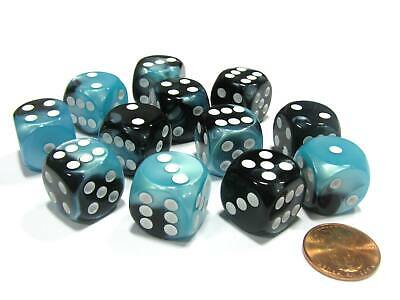 Chessex Gemini: 16MM D6 Black-Shell/White (12)