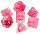Chessex Ghostly Glow: Pink/Silver 7 Dice Set