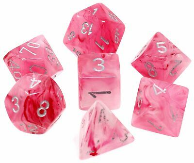 Chessex Ghostly Glow: Pink/Silver 7 Dice Set