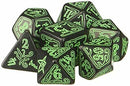 Q Workshop Dice Set - Call of Cthulu Black and Green 7 Dice Set