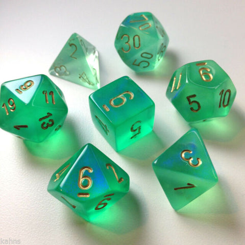 Chessex Borealis: Light Green/Gold 7 Dice Set