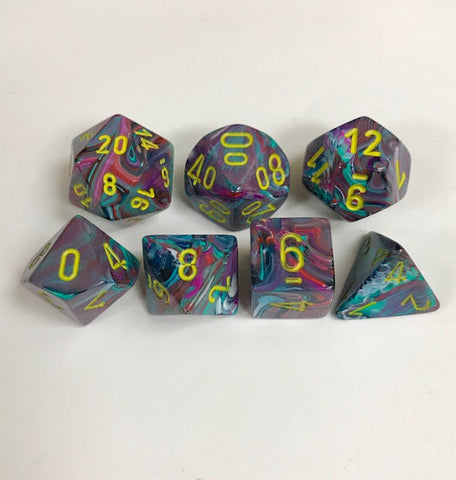 Chessex Festive: Mosaic/Yellow 7 Dice Set