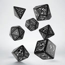 Q Workshop Dice Set - Steampunk Clockwork Black and White 7 Dice Set