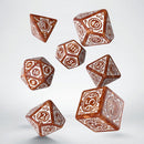 Q Workshop Dice Set - Steampunk Clockwork Caramel and White 7 Dice Set