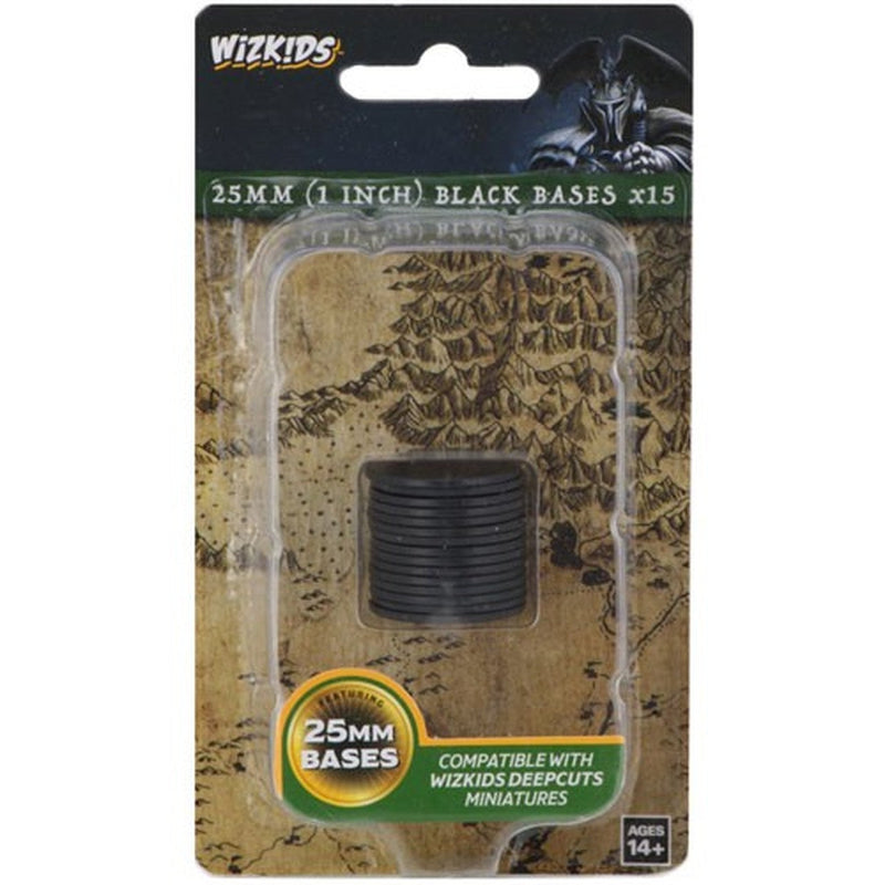 Wizkids Deep Cuts: 25mm (1 Inch) Black Bases x15